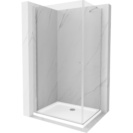 Mexen Pretoria sprchovací kút s krídľovými dverami 70 x 80 cm, transparentný, chróm + vanička Flat - 852-070-080-01-00-4010