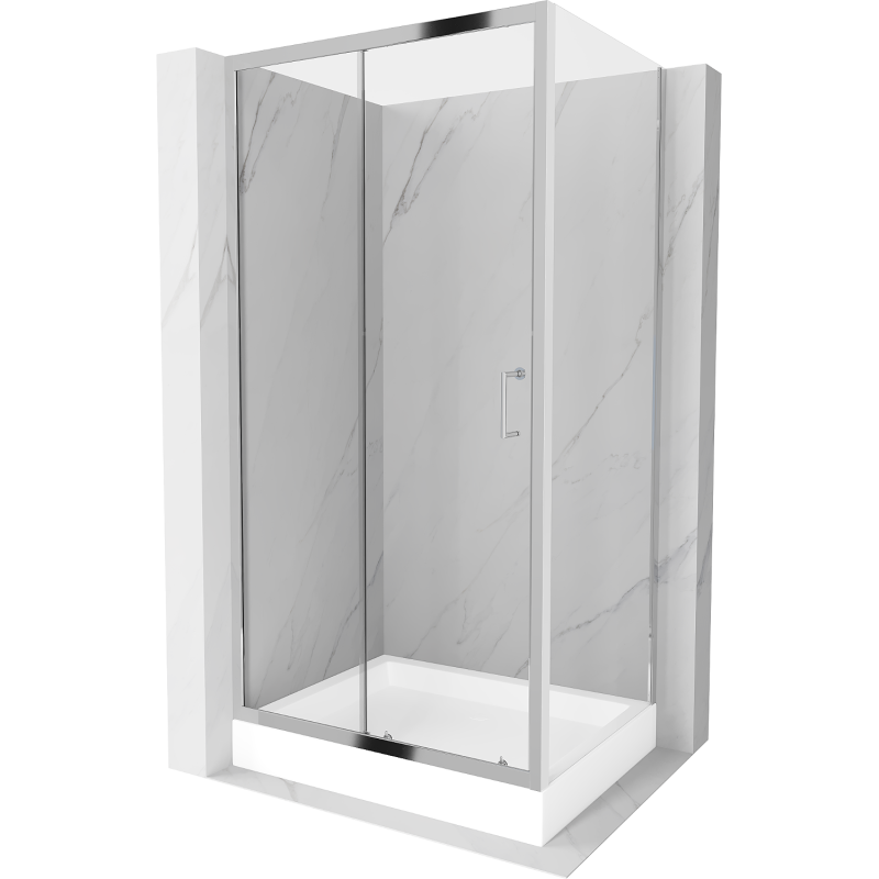Mexen Apia posuvná sprchová kabína 120 x 90 cm, priehľadná, chróm + vanička Rio - 840-120-090-01-00-4510