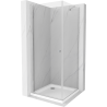 Mexen Pretoria sprchový kút s otváracími dverami 80 x 80 cm, transparentný, chróm + vanička Flat - 852-080-080-01-00-4010