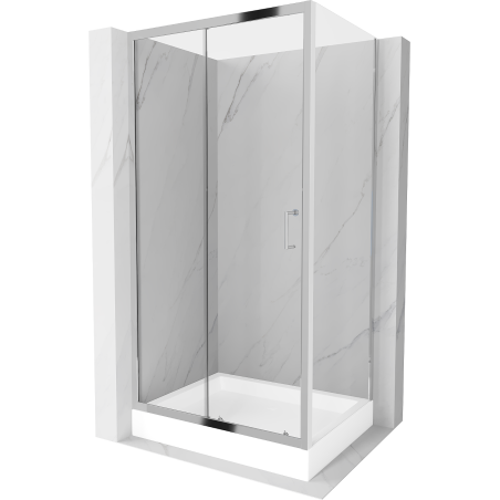 Mexen Apia posuvná sprchová kabína 100 x 80 cm, transparentná, chróm + vanička Rio - 840-100-080-01-00-4510