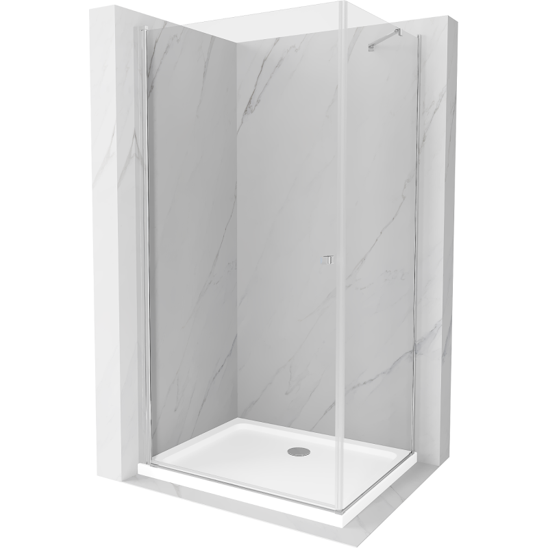 Mexen Pretoria sprchovací kút s otváracími dverami 100 x 90 cm, priehľadný, chróm + sprchová vanička Flat - 852-100-090-01-00-4?