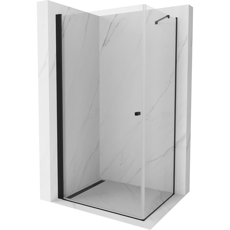 Mexen Pretoria sprchovací kút otvárací 80 x 90 cm, transparentný, čierny - 852-080-090-70-00