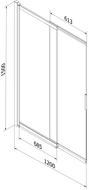 Mexen Fox paraván na vaňu 2-krídlový posuvný 120 x 150 cm, priehľadný, kartáčovaná zbraňová sivá - 891-120-002-66-00