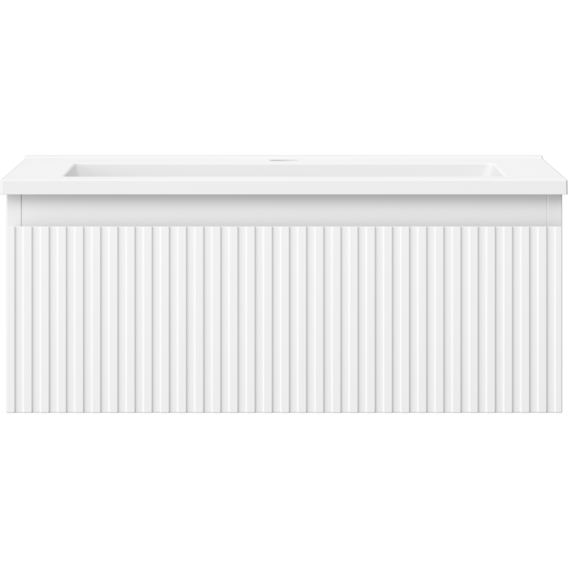 Mexen Rivel kúpeľňová skrinka 60 cm s umývadlom Otis, 1 zásuvka, ryhovaná, biela matná - 91A20-06023-1-BF01-W18M01