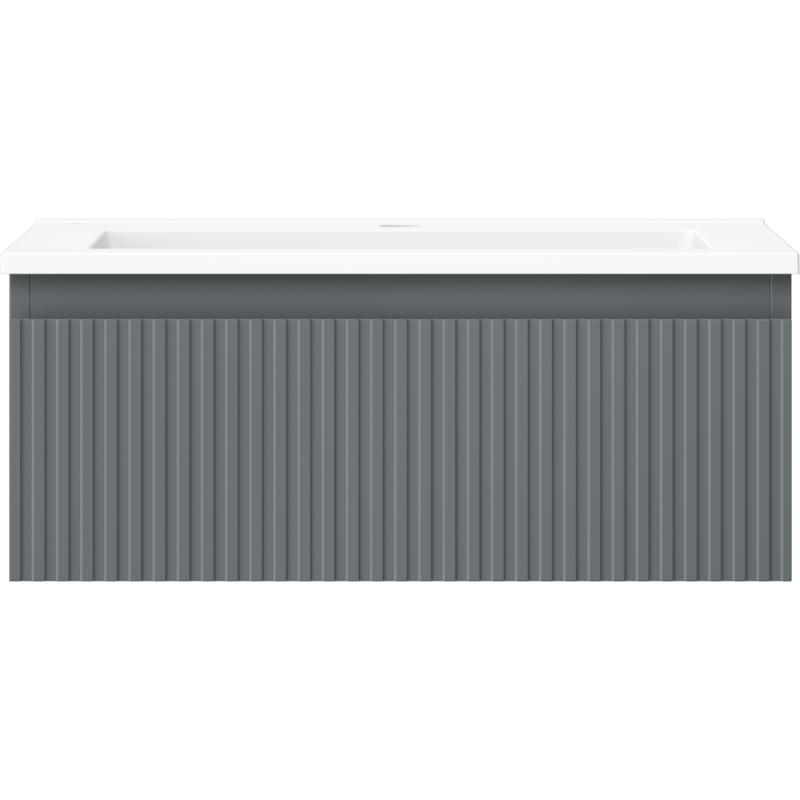 Mexen Rivel kúpeľňová skrinka 60 cm s umývadlom Otis, 1 zásuvka, ryhovaná, grafit mat/biela mat - 91A20-06023-1-BF66-W18M01