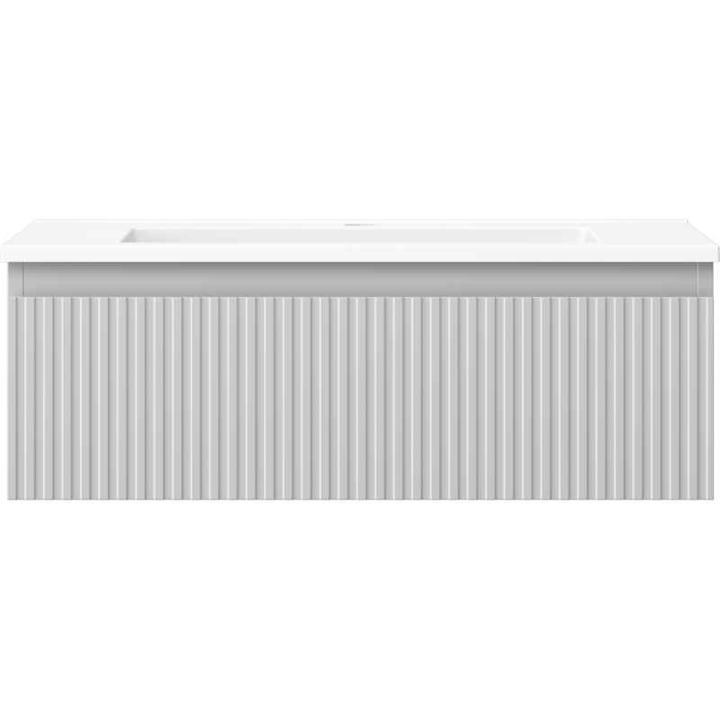 Mexen Rivel kúpeľňová skrinka 70 cm s umývadlom Otis, 1 zásuvka, ryhovaná, sivá matná/biela matná - 91A20-07023-1-BF62-W18M01