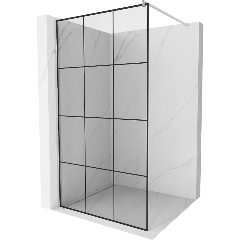 Mexen Kioto sprchová stena Walk-in 110 x 200 cm, čierna mriežka 8 mm, chróm - 800-110-101-01-77