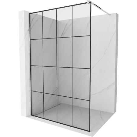 Mexen Kioto sprchová stena Walk-in 130 x 200 cm, čierna mriežka 8 mm, chróm - 800-130-101-01-77