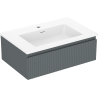 Mexen Rivel kúpeľňová skrinka 70 cm s umývadlom Otis, 1 zásuvka, ryhovaná, grafit mat/biela mat
