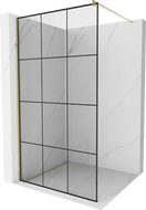 Mexen Kioto sprchová stena 100 x 200 cm, transparentnéné/čierny vzor 8 mm, zlatá - 800-100-101-50-77