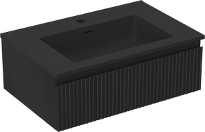 Mexen Rivel kúpeľňová skrinka 70 cm s umývadlom Otis, 1 zásuvka, drážkovaná, čierny mat - 91A20-07023-1-BF71-W18M71