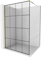 Mexen Kioto sprchová stena 140 x 200 cm, transparentnéné/čierny vzor 8 mm, zlatá - 800-140-101-50-77