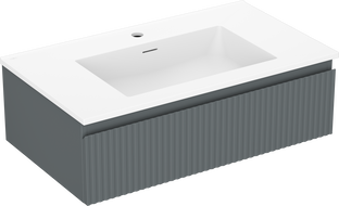 Mexen Rivel kúpeľňová skrinka 80 cm s umývadlom Otis, 1 zásuvka, ryhovaná, grafit mat/biela mat - 91A20-08023-1-BF66-W18M01