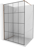 Mexen Kioto sprchová stena Walk-in 130 x 200 cm, čierna mriežka 8 mm, ružové zlato - 800-130-101-60-77