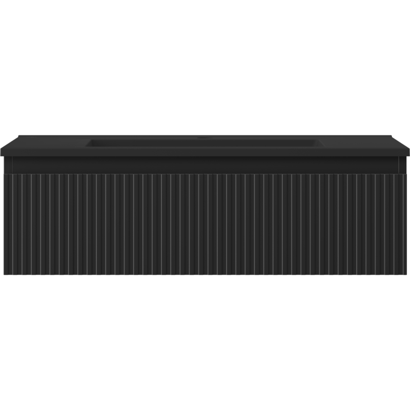 Mexen Rivel kúpeľňová skrinka 80 cm s umývadlom Otis, 1 zásuvka, ryhovaná, čierna matná - 91A20-08023-1-BF71-W18M71