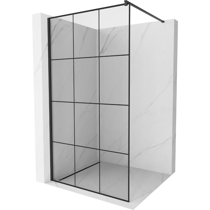 Mexen Kioto sprchová stena Walk-in 120 x 200 cm, čierna mriežka 8 mm, čierna - 800-120-101-70-77