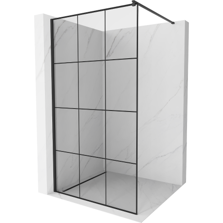 Mexen Kioto sprchová stena Walk-in 120 x 200 cm, čierna mriežka 8 mm, čierna - 800-120-101-70-77