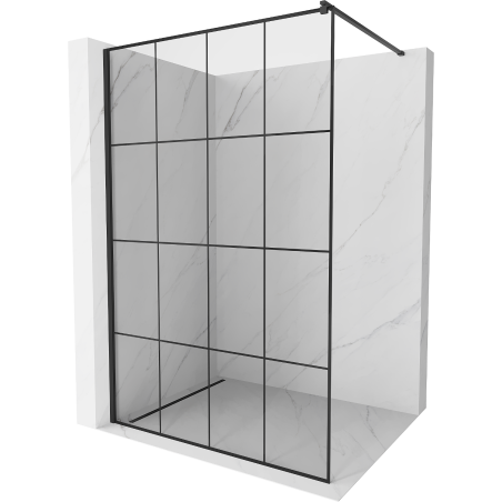 Mexen Kioto sprchová stena Walk-in 130 x 200 cm, čierna mriežka 8 mm, čierna - 800-130-101-70-77