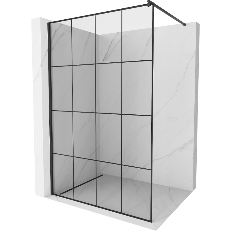 Mexen Kioto sprchová stena Walk-in 140 x 200 cm, čierna mriežka 8 mm, čierna - 800-140-101-70-77