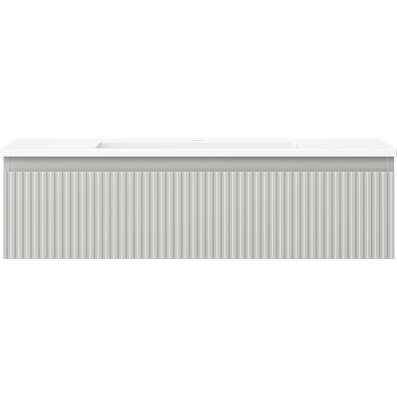 Mexen Rivel kúpeľňová skrinka 90 cm s umývadlom Otis, 1 zásuvka, drážkovaná, šedá matná/biela matná - 91A20-09023-1-BF62-W18M01