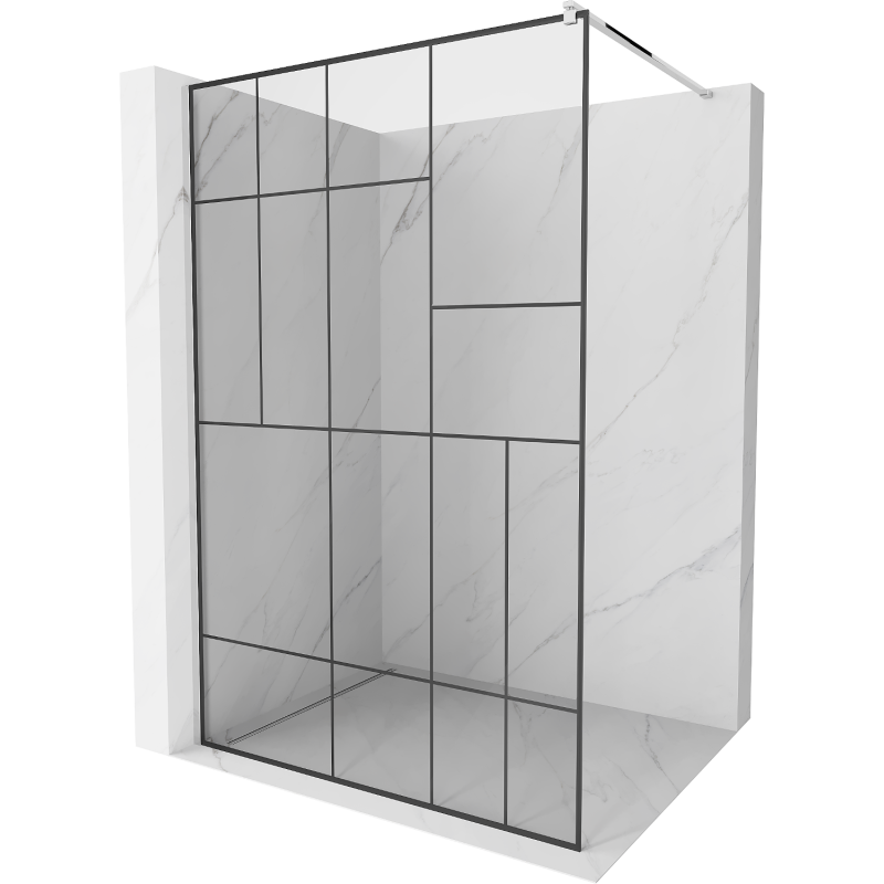 Mexen Kioto sprchová stena Walk-in 100 x 200 cm, čierny vzor 8 mm, chróm - 800-100-101-01-78