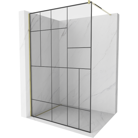 Mexen Kioto sprchová stena Walk-in 70 x 200 cm, čierny vzor 8 mm, zlatá - 800-070-101-50-78