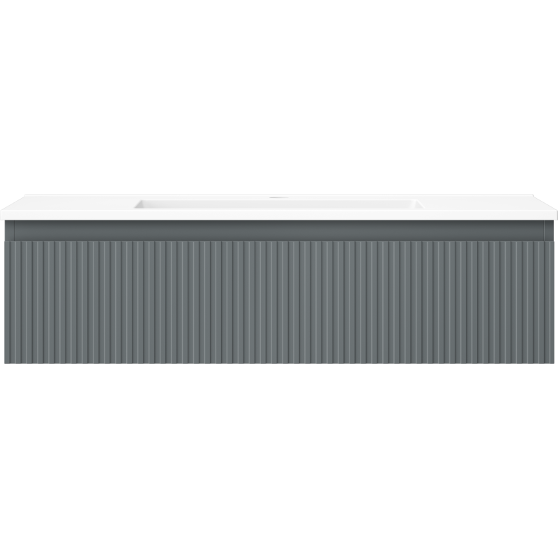 Mexen Rivel kúpeľňová skrinka 90 cm s umývadlom Otis, 1 zásuvka, ryhovaná, grafit mat/biela mat