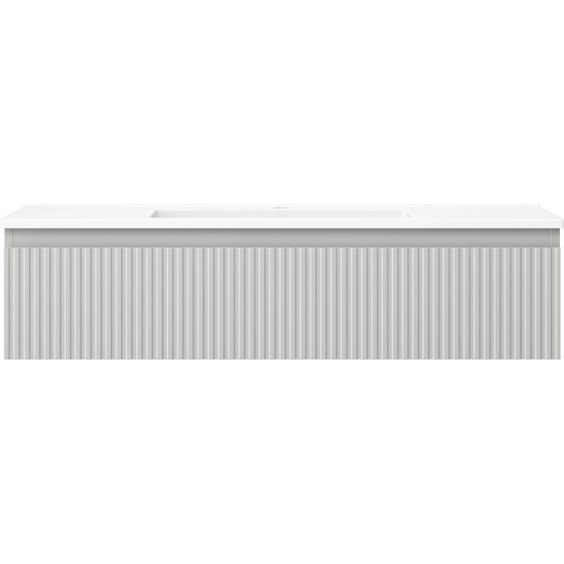 Mexen Rivel kúpeľňová skrinka 100 cm s umývadlom Otis, 1 zásuvka, ryhovaná, šedá matná/biela matná - 91A20-10023-1-BF62-W18M01