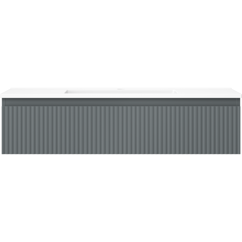 Mexen Rivel kúpeľňová skrinka 100 cm s umývadlom Otis, 1 zásuvka, ryhovaná, grafit mat/biela mat - 91A20-10023-1-BF66-W18M01