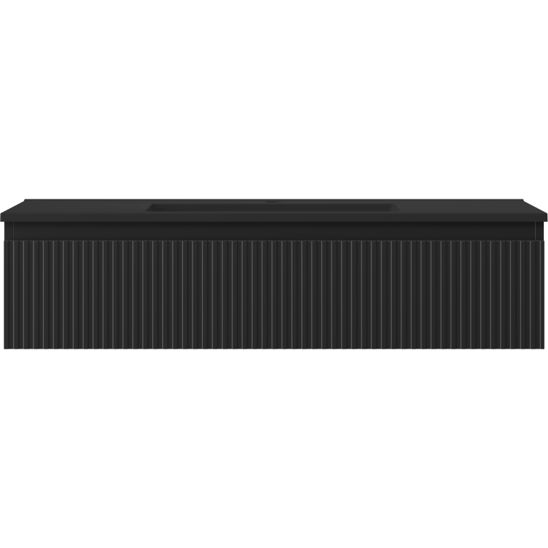 Mexen Rivel kúpeľňová skrinka 100 cm s umývadlom Otis, 1 zásuvka, ryhovaná, čierna matná - 91A20-10023-1-BF71-W18M71