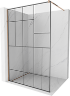 Mexen Kioto sprchová stena 100 x 200 cm, transparentnéné/čierny vzor 8 mm, zlatoružová - 800-100-101-60-78