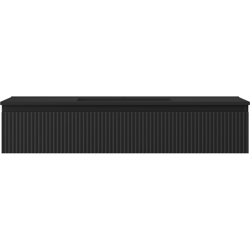 Mexen Rivel kúpeľňová skrinka 120 cm s umývadlom Otis, 1 zásuvka, ryhovaná, čierna matná - 91A20-12023-1-BF71-W18M71