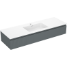 Mexen Rivel kúpeľňová skrinka 140 cm s umývadlom Otis, 1 zásuvka, ryhovaná, grafit mat/biela mat -