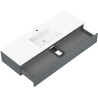 Mexen Rivel kúpeľňová skrinka 140 cm s umývadlom Otis, 1 zásuvka, ryhovaná, grafit mat/biela mat -