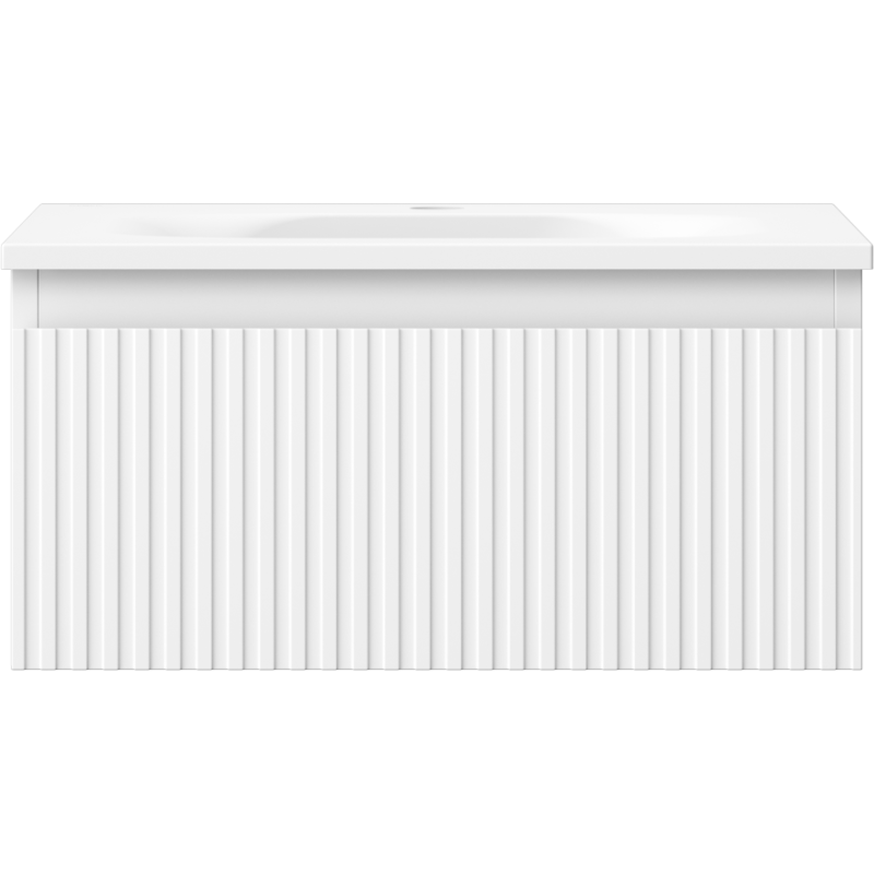 Mexen Rivel kúpeľňová skrinka 50 cm s umývadlom Vela, 1 zásuvka, ryhovaná, biela mat - 91A20-05023-1-BF01-W23M01