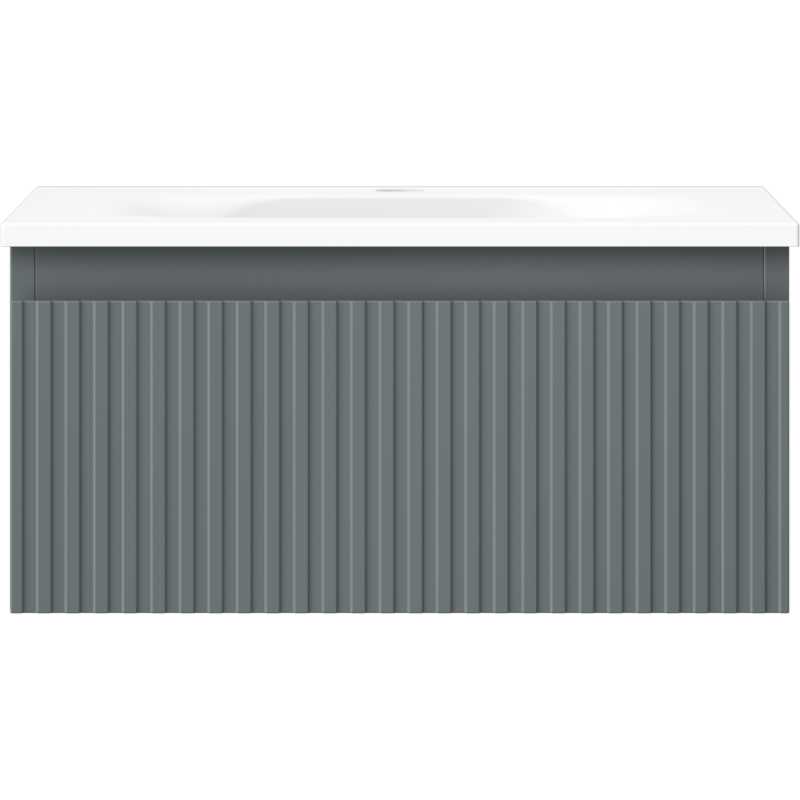 Mexen Rivel kúpeľňová skrinka 50 cm s umývadlom Vela, 1 zásuvka, ryhovaná, grafit mat/biela mat - 91A20-05023-1-BF66-W23M01