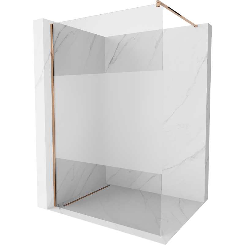 Mexen Kioto sprchová stena Walk-in 140 x 200 cm, transparentná/matná 8 mm, ružové zlato - 800-140-101-60-35