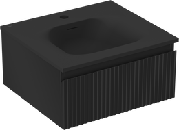 Mexen Rivel kúpeľňová skrinka 50 cm s umývadlom Vela, 1 zásuvka, ryhovaná, čierna mat - 91A20-05023-1-BF71-W23M71