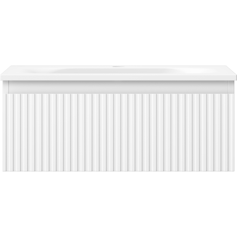 Mexen Rivel kúpeľňová skrinka 60 cm s umývadlom Vela, 1 zásuvka, ryhovaná, biela matná - 91A20-06023-1-BF01-W23M01