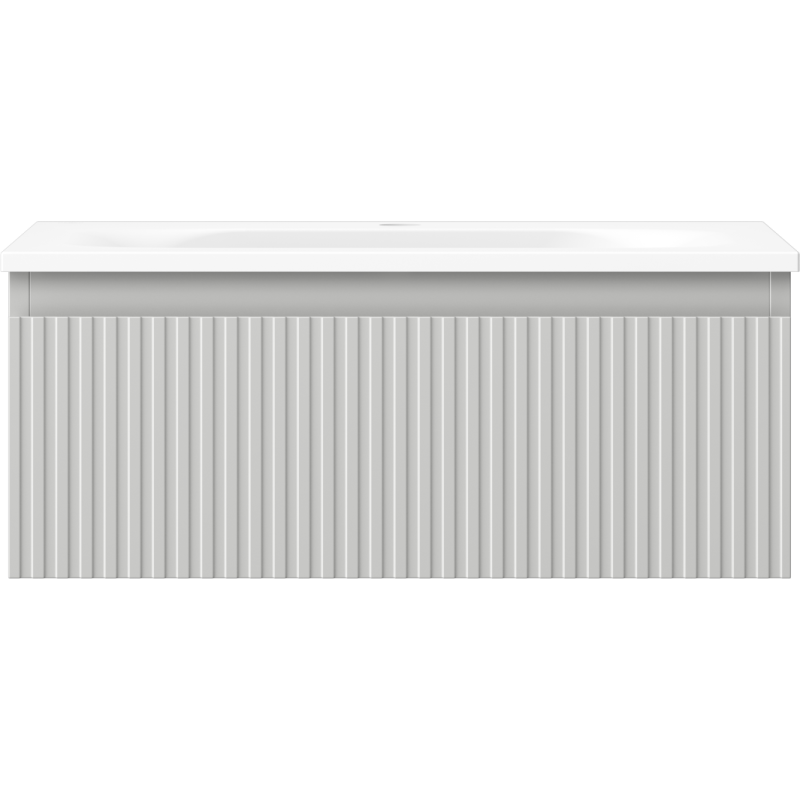 Mexen Rivel kúpeľňová skrinka 60 cm s umývadlom Vela, 1 zásuvka, ryhovaná, šedá matná/biela matná - 91A20-06023-1-BF62-W23M01