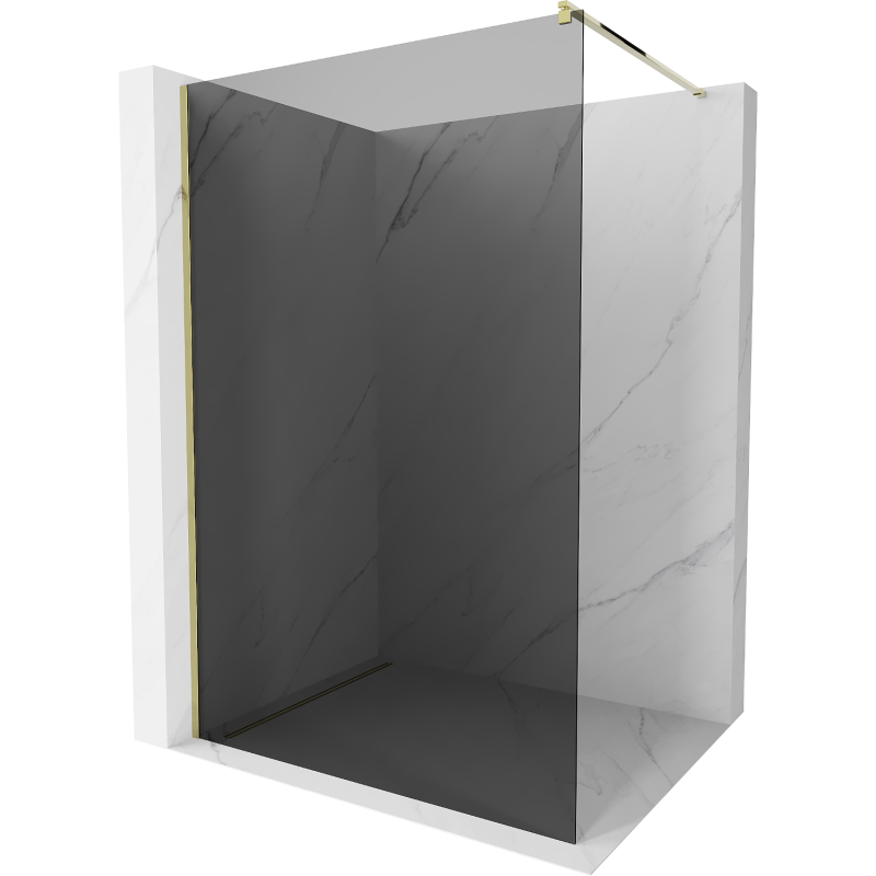 Mexen Kioto sprchová stena Walk-in 130 x 200 cm, grafit 8 mm, zlatá - 800-130-101-50-40