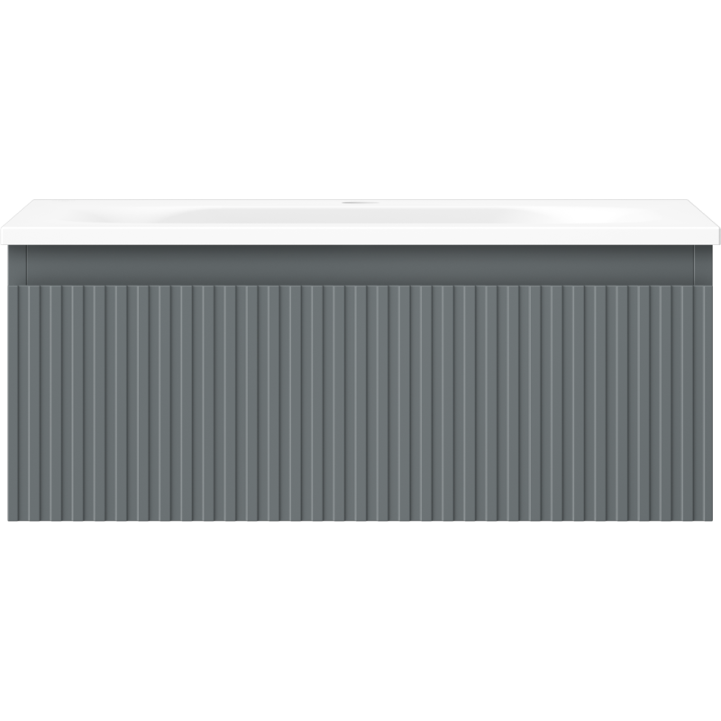 Mexen Rivel kúpeľňová skrinka 60 cm s umývadlom Vela, 1 zásuvka, ryhovaná, grafit mat/biela mat - 91A20-06023-1-BF66-W23M01