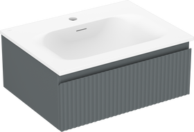 Mexen Rivel kúpeľňová skrinka 60 cm s umývadlom Vela, 1 zásuvka, ryhovaná, grafit mat/biela mat - 91A20-06023-1-BF66-W23M01