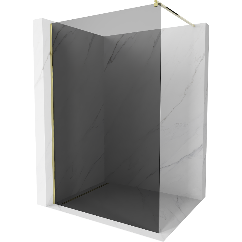 Mexen Kioto sprchová stena Walk-in 140 x 200 cm, grafit 8 mm, zlatá - 800-140-101-50-40