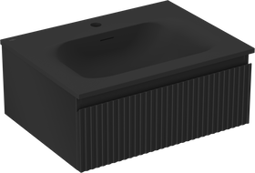 Mexen Rivel kúpeľňová skrinka 60 cm s umývadlom Vela, 1 zásuvka, drážkovaná, čierna mat - 91A20-06023-1-BF71-W23M71