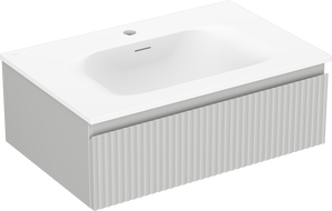 Mexen Rivel kúpeľňová skrinka 70 cm s umývadlom Vela, 1 zásuvka, ryhovaná, sivá matná/biela matná - 91A20-07023-1-BF62-W23M01