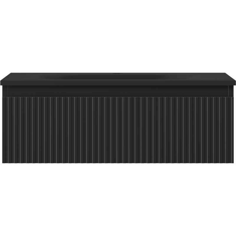 Mexen Rivel kúpeľňová skrinka 70 cm s umývadlom Vela, 1 zásuvka, ryhovaná, čierna matná - 91A20-07023-1-BF71-W23M71