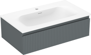 Mexen Rivel kúpeľňová skrinka 80 cm s umývadlom Vela, 1 zásuvka, ryhovaná, grafit mat/biela mat - 91A20-08023-1-BF66-W23M01