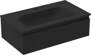 Mexen Rivel kúpeľňová skrinka 80 cm s umývadlom Vela, 1 zásuvka, ryhovaná, čierna matná - 91A20-08023-1-BF71-W23M71