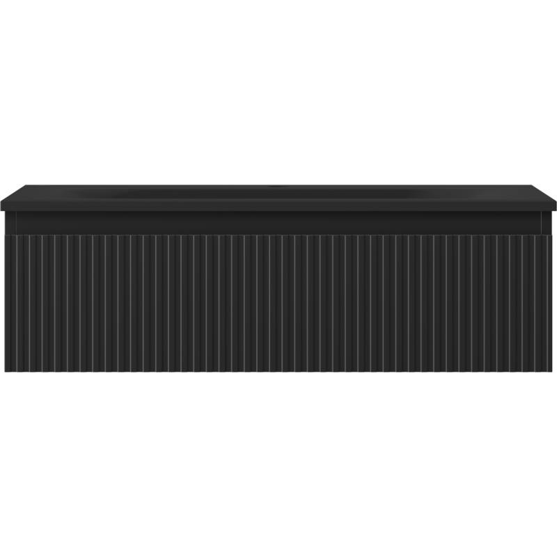 Mexen Rivel kúpeľňová skrinka 80 cm s umývadlom Vela, 1 zásuvka, ryhovaná, čierna matná - 91A20-08023-1-BF71-W23M71